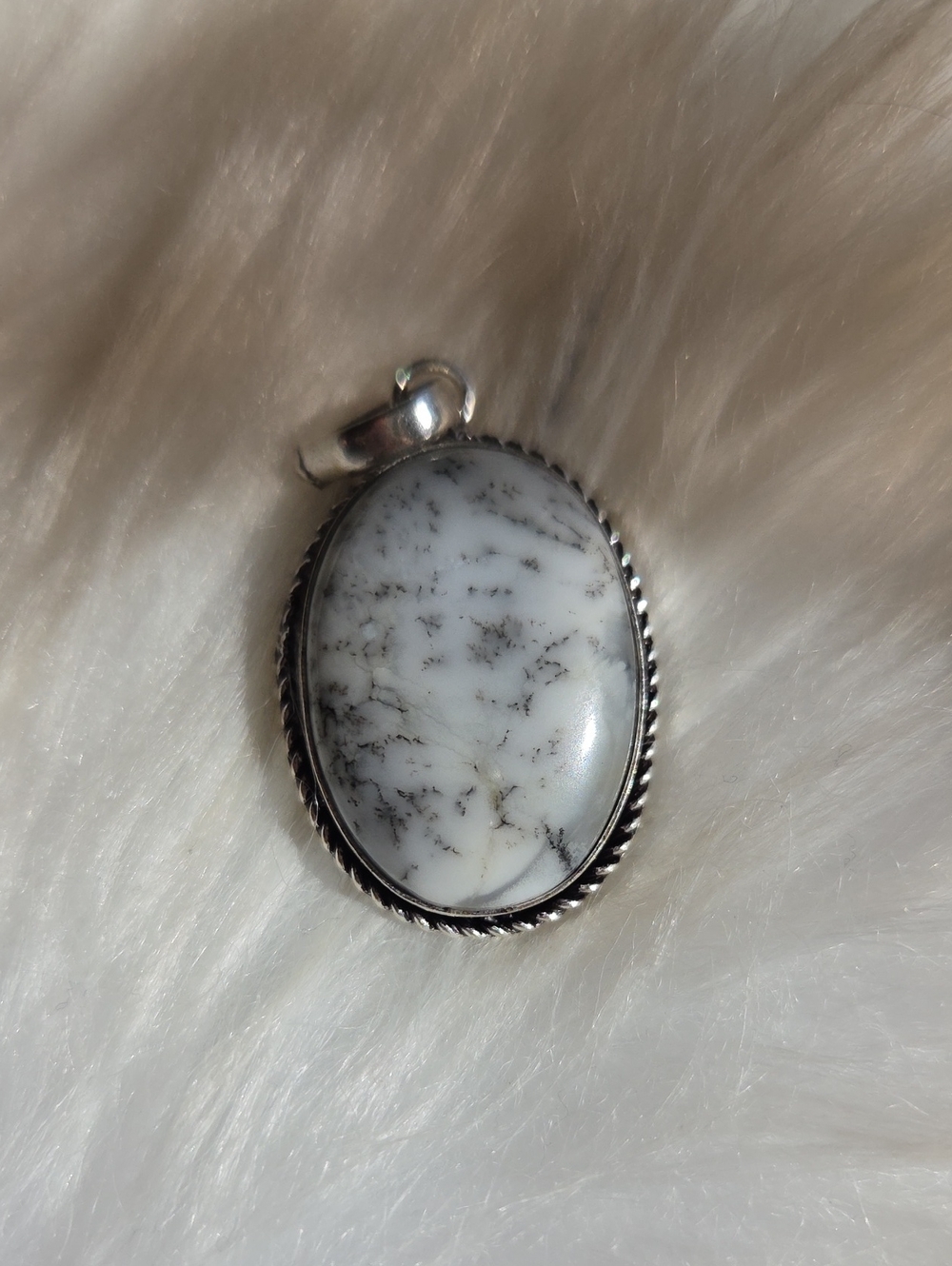 Dendritic Opal Silver Plated 925 Gemstone Necklace Pendant